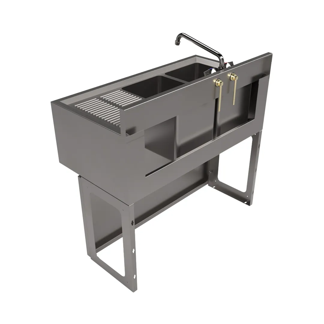 BK Resources UBB-18-236RS Underbar Sink Units, 2 Compartment with Right Drainboard