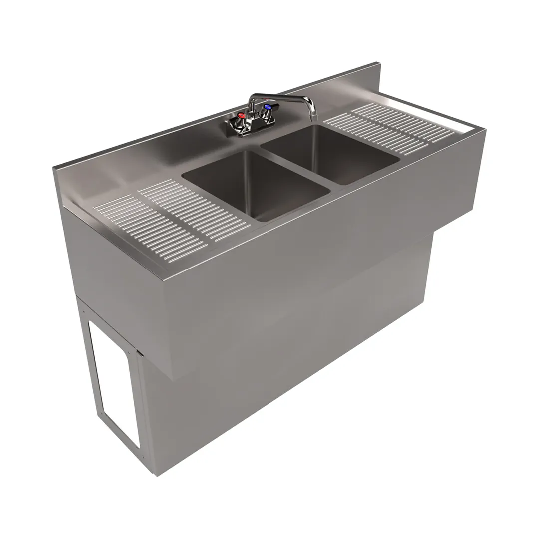 BK Resources UBB-18-248TS Underbar Sink Units, 2 Compartment with 2 Drainboards