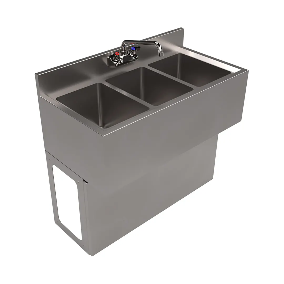 BK Resources UBB-18-336S Underbar Sink Units, 3 Compartment without Drainboard