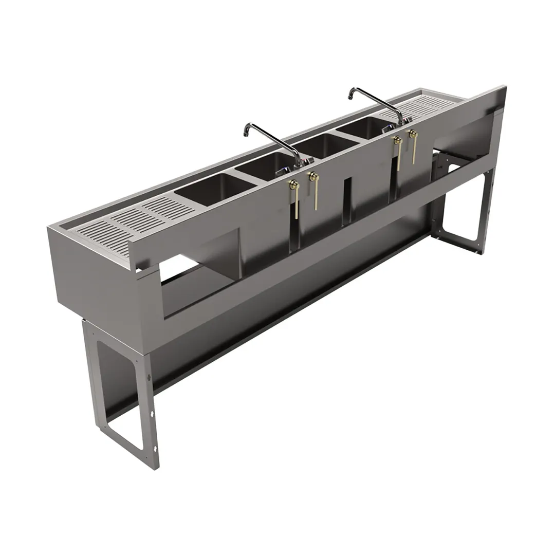 BK Resources UBB-18-484TS Underbar Sink Units, 4 Compartment with 2 Drainboards