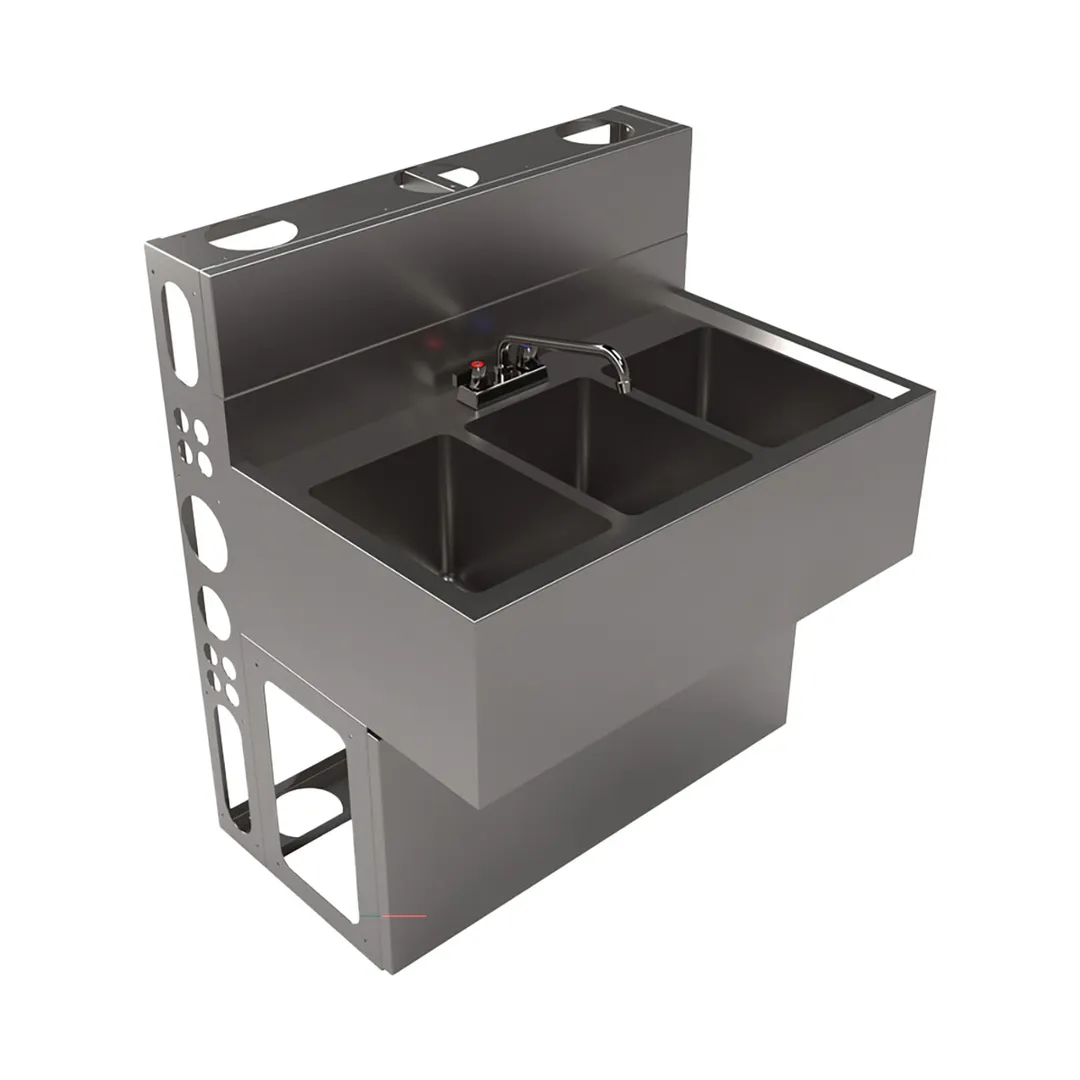 BK Resources UBB-21-336S Underbar Sink Units, 3 Compartment without Drainboard
