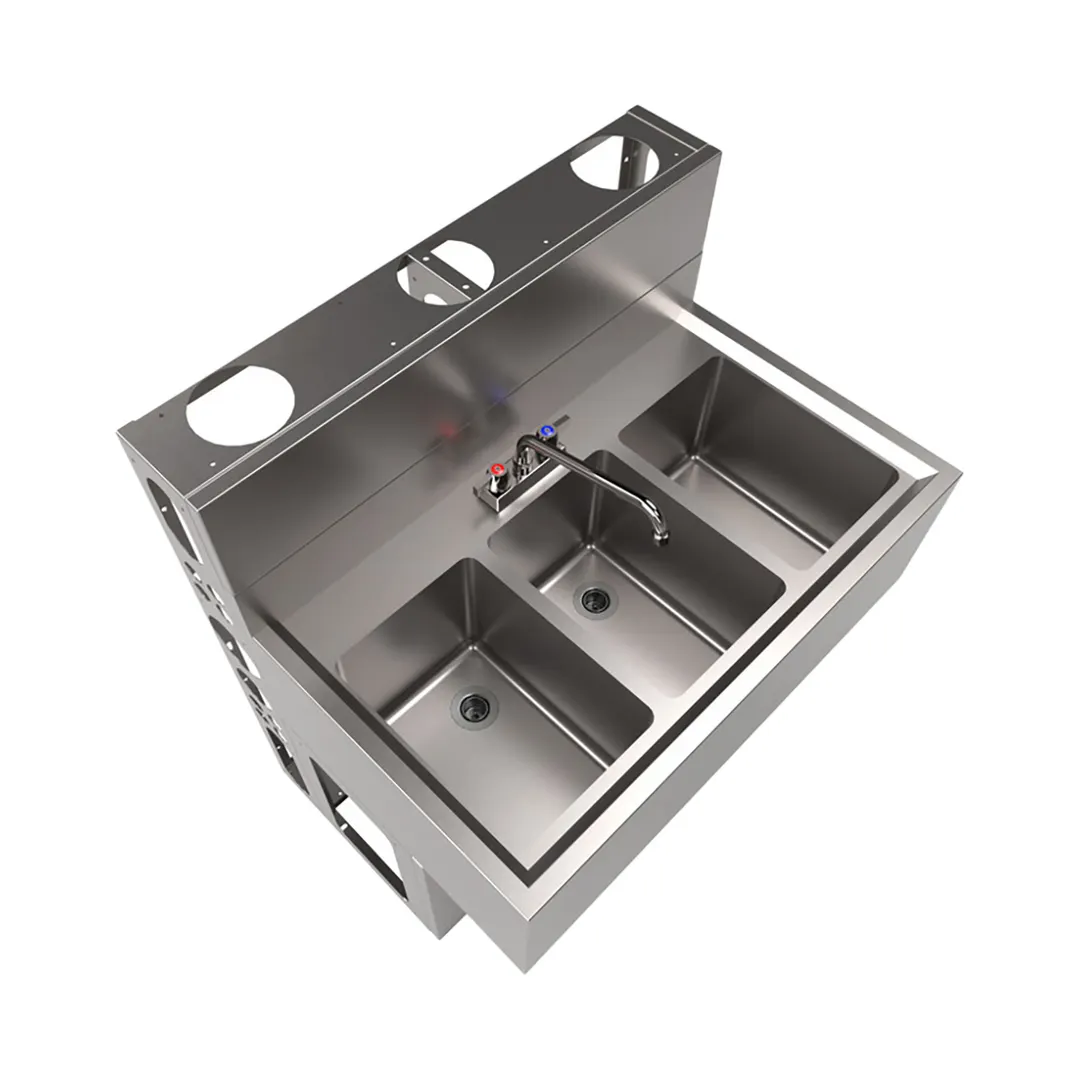BK Resources UBB-21-336S Underbar Sink Units, 3 Compartment without Drainboard