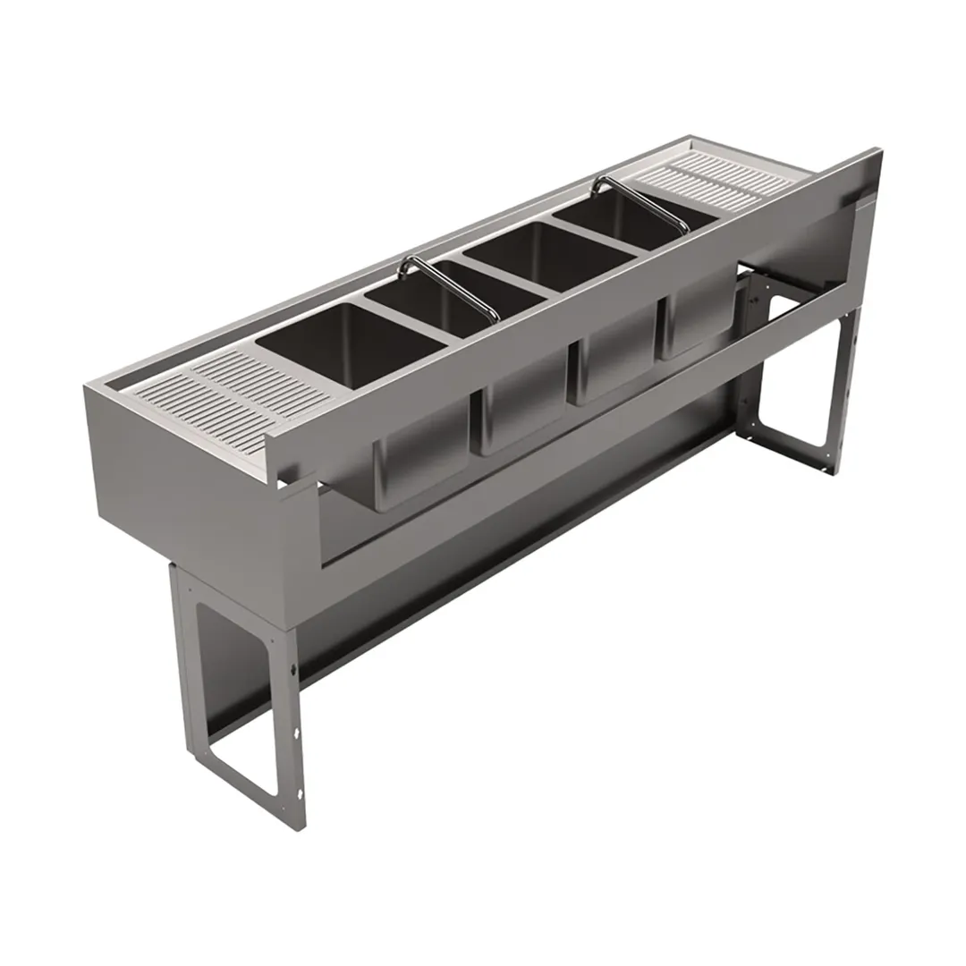 BK Resources UBB-21-472TS Underbar Sink Units, 4 Compartment with 2 Drainboards