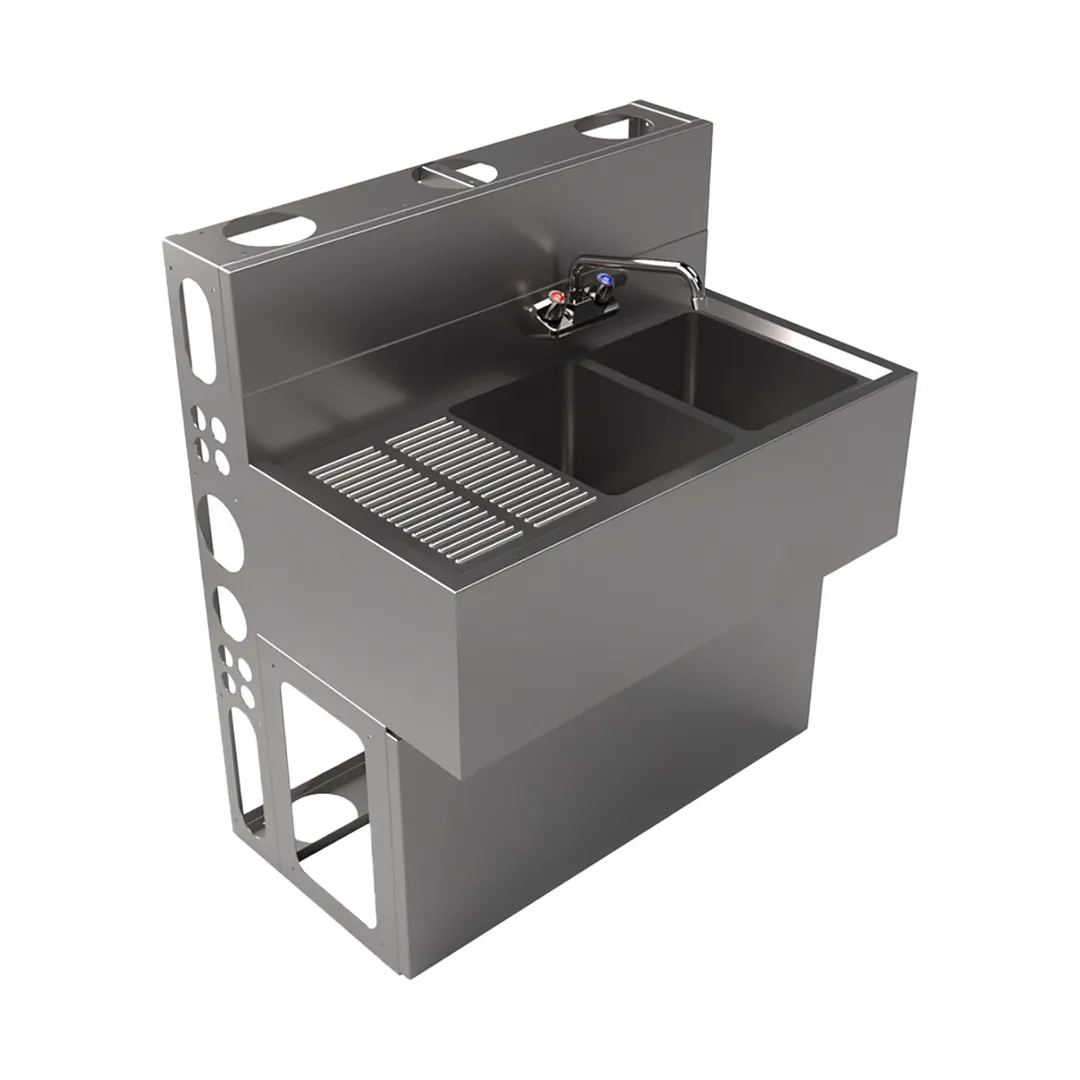 BK Resources UBDW-18-236LS Underbar Sink Units, 2 Compartment with Left Drainboard