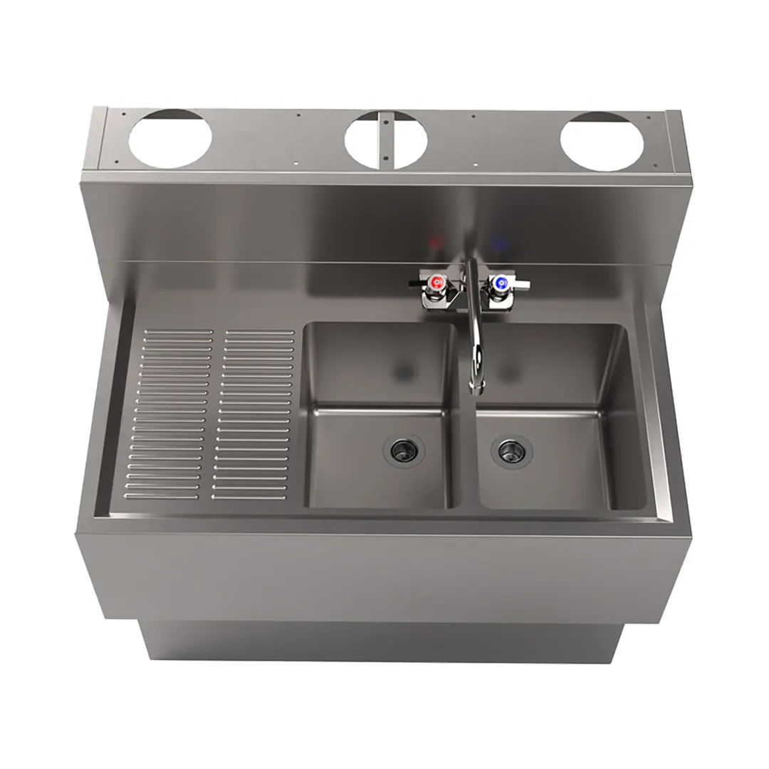 BK Resources UBDW-18-236LS Underbar Sink Units, 2 Compartment with Left Drainboard