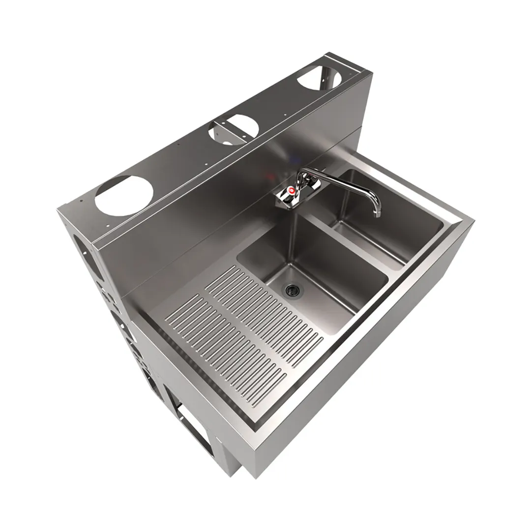 BK Resources UBDW-18-236LS Underbar Sink Units, 2 Compartment with Left Drainboard