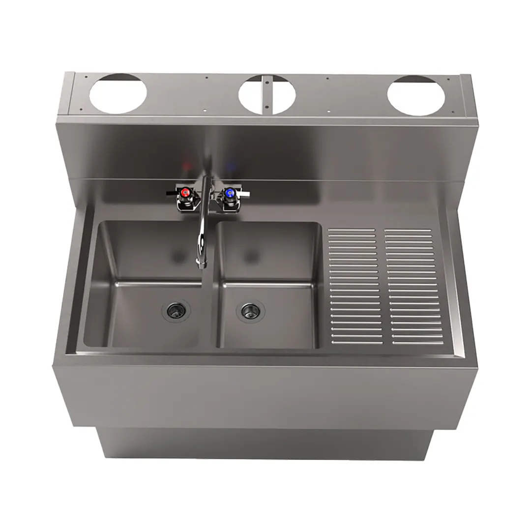 BK Resources UBDW-18-236RS Underbar Sink Units, 2 Compartment with Right Drainboard