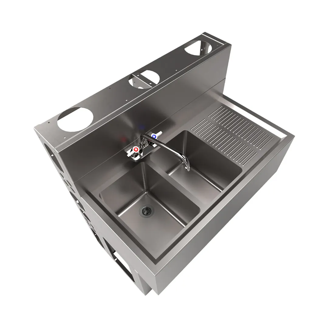 BK Resources UBDW-18-236RS Underbar Sink Units, 2 Compartment with Right Drainboard