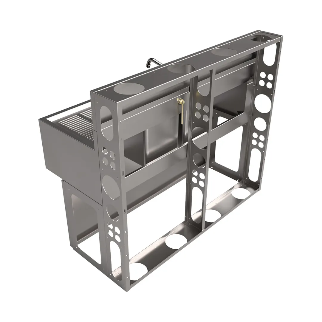 BK Resources UBDW-18-248TS Underbar Sink Units, 2 Compartment with 2 Drainboards