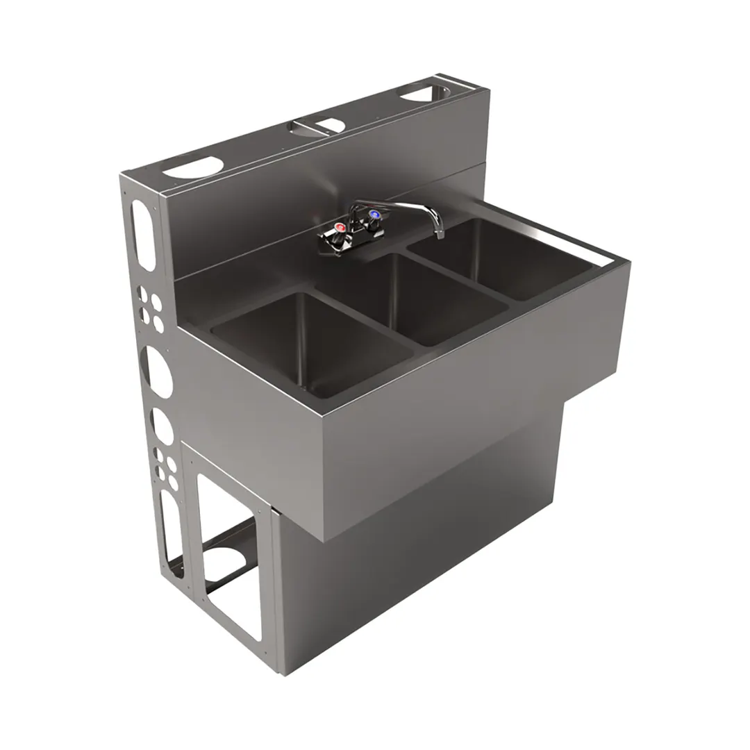 BK Resources UBDW-18-336S Underbar Sink Units, 3 Compartment without Drainboard