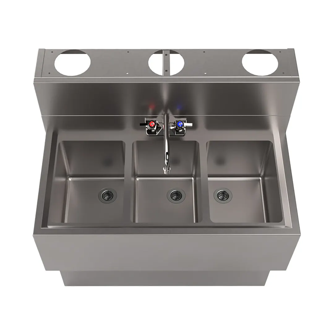 BK Resources UBDW-18-336S Underbar Sink Units, 3 Compartment without Drainboard