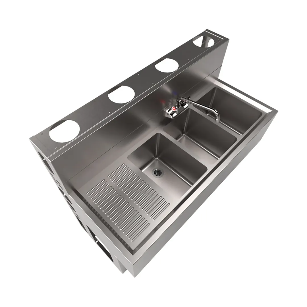 BK Resources UBDW-18-348LS Underbar Sink Units, 3 Compartment with Left Drainboard
