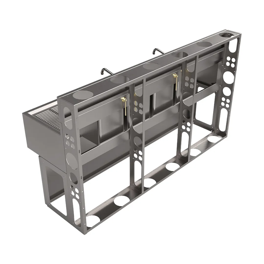 BK Resources UBDW-18-472TS Underbar Sink Units, 4 Compartment with 2 Drainboards