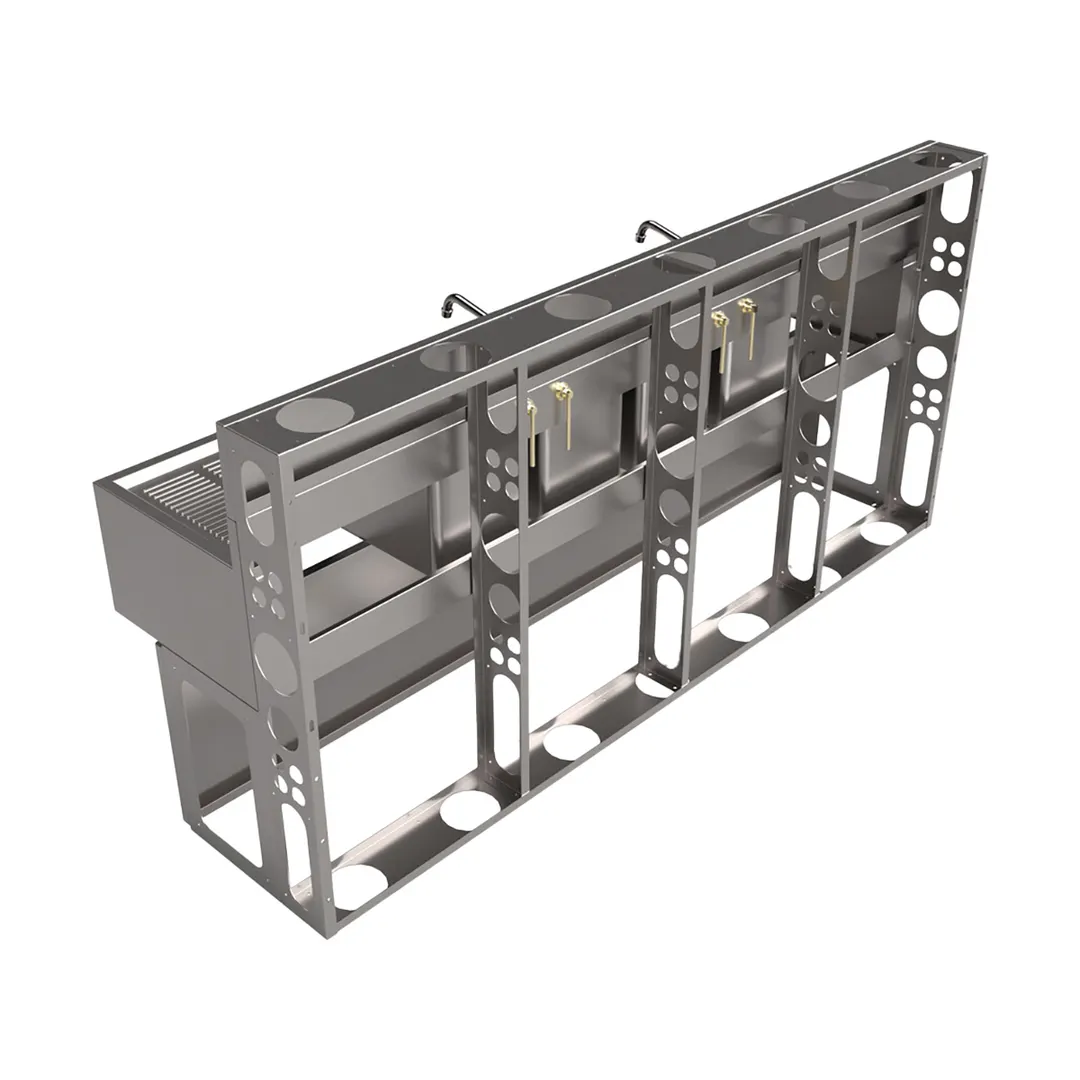 BK Resources UBDW-18-484TS Underbar Sink Units, 4 Compartment with 2 Drainboards