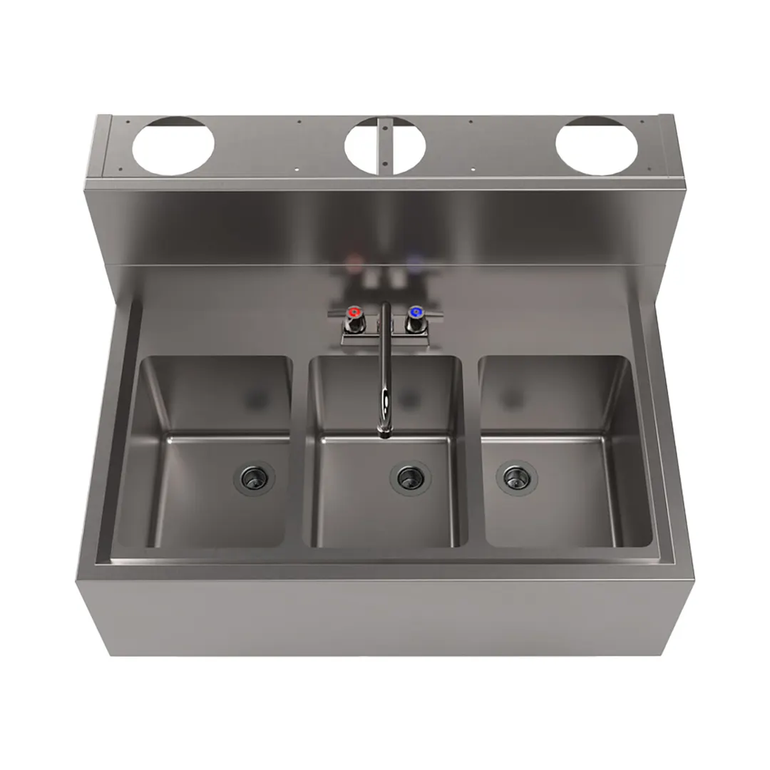 BK Resources UBDW-21-336S Underbar Sink Units, 3 Compartment without Drainboard