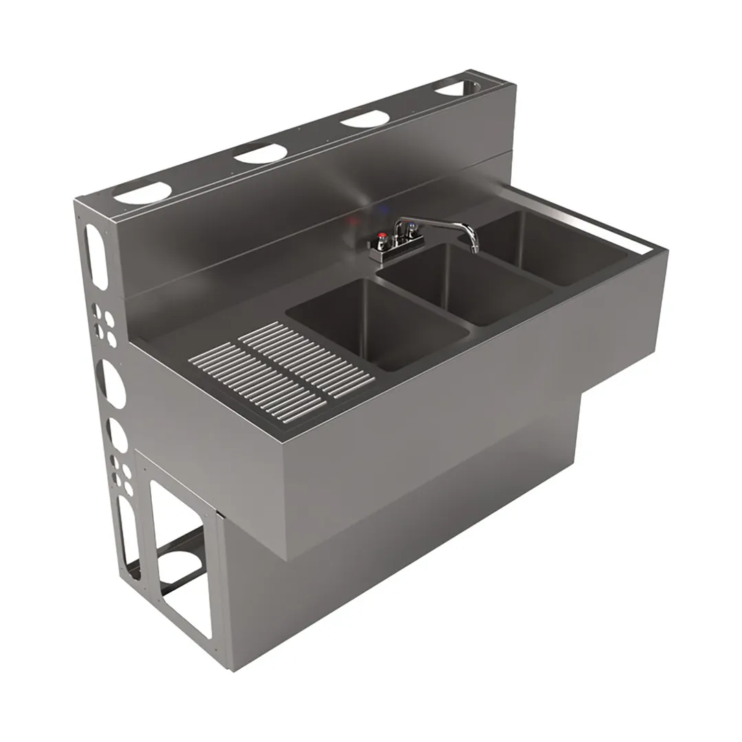 BK Resources UBDW-21-348LS Underbar Sink Units, 3 Compartment with Left Drainboard