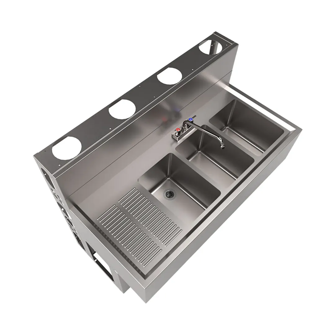 BK Resources UBDW-21-348LS Underbar Sink Units, 3 Compartment with Left Drainboard
