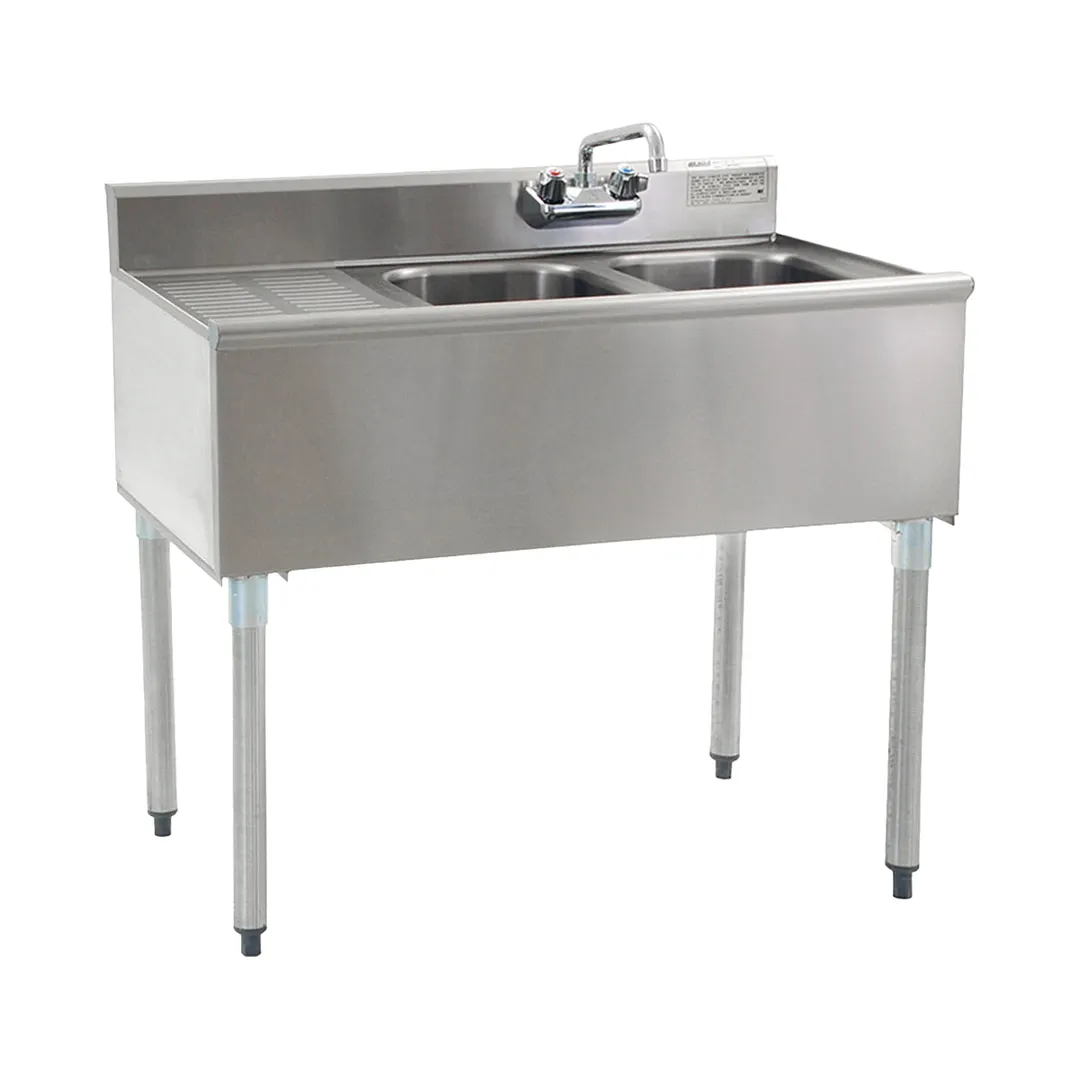 Eagle Group B3L-2-18 36" Underbar Sink Units, 2 Compartment with Left Drainboard