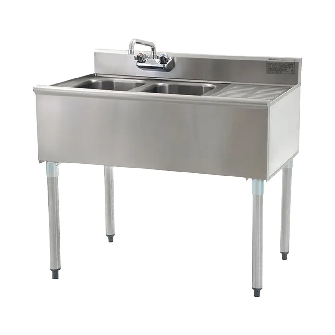 Eagle Group B3R-2-18 36" Underbar Sink Units, 2 Compartment with Right Drainboard
