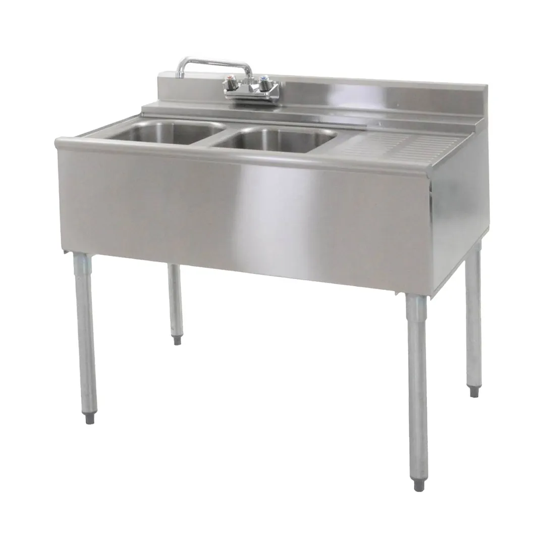Eagle Group B3R-2-22 36" Underbar Sink Units, 2 Compartment with Right Drainboard