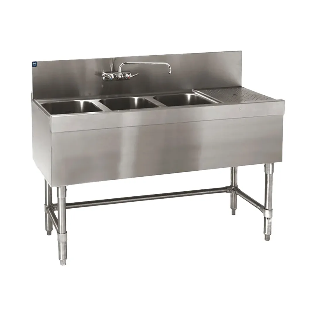 Eagle Group B4-3-R-19 48" Underbar Sink Units, 3 Compartment with Right Drainboard