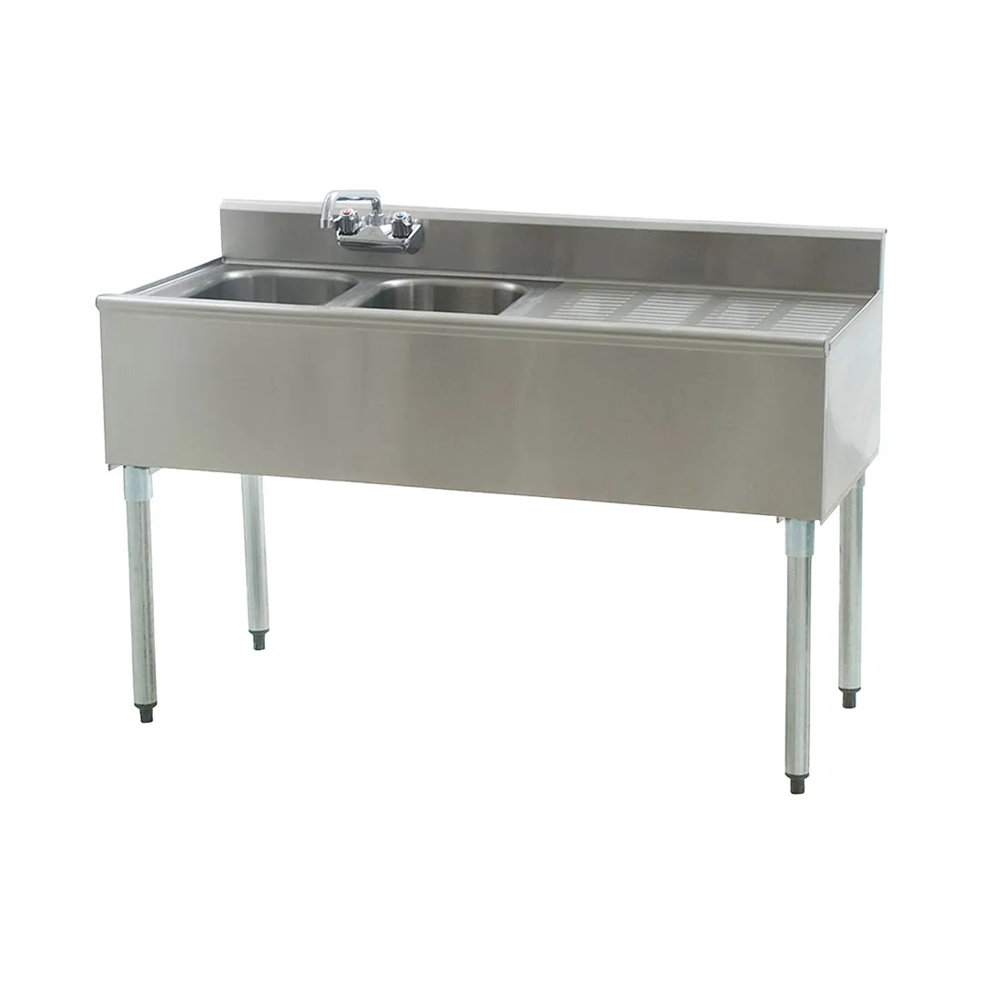 Eagle Group B4R-2-18 48" Underbar Sink Units, 2 Compartment with Right Drainboard
