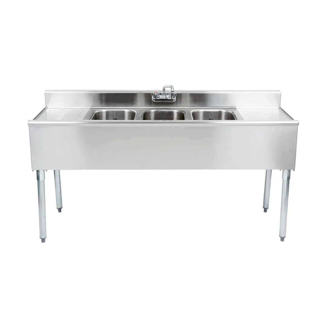 Eagle Group B5C-18 60" Underbar Sink Units, 3 Compartment with 2 Drainboards
