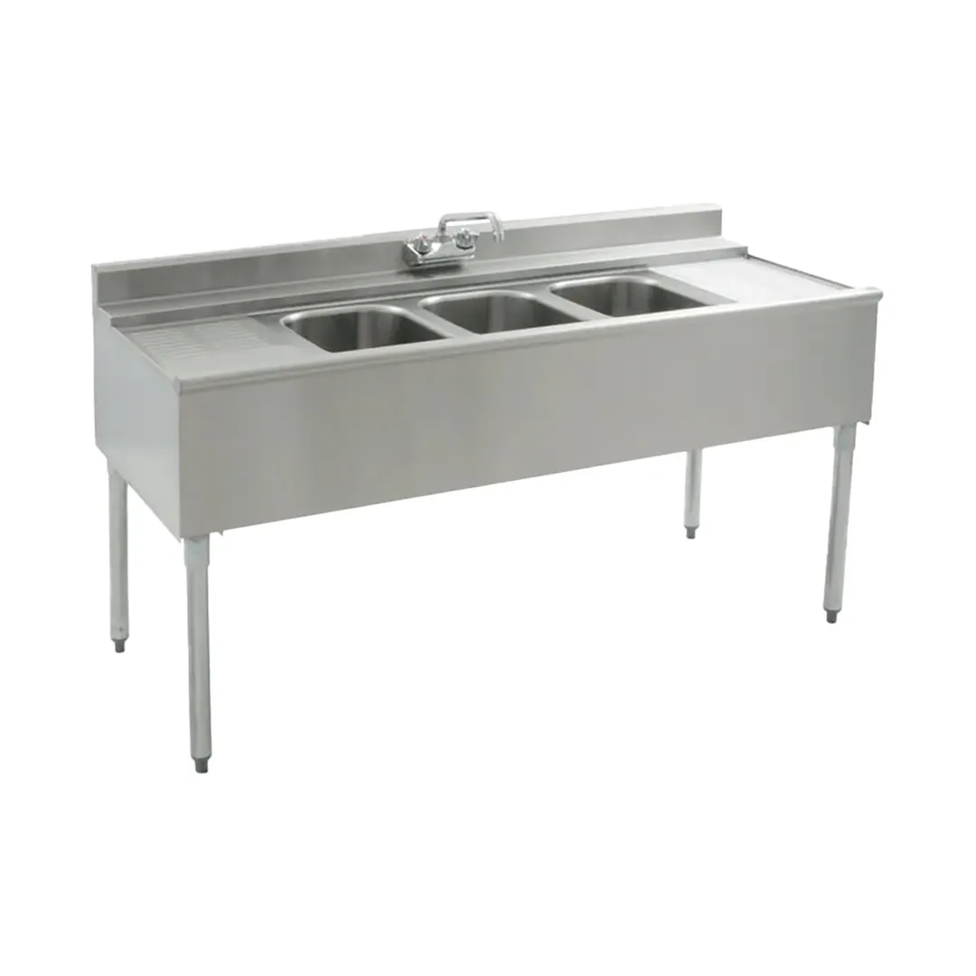Eagle Group B5C-22-X 60" Underbar Sink Units, 3 Compartment with 2 Drainboards - Flyer