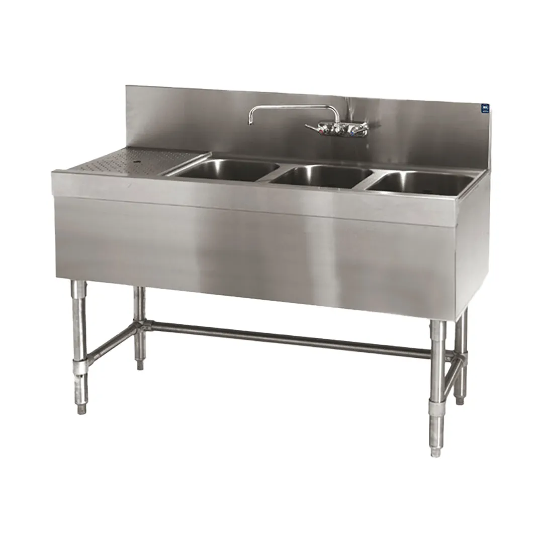 Eagle Group B6-3-L-19 72" Underbar Sink Unit, 3 Compartment with Left Drainboard