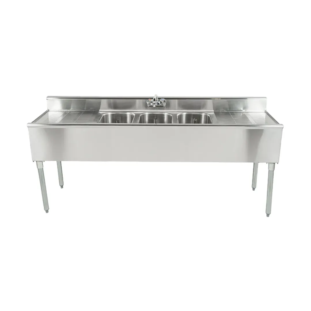 Eagle Group B6C-18-X 72" Underbar Sink Units, 3 Compartment with 2 Drainboards - Flyer