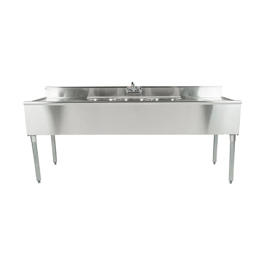 Eagle Group B6C-18-X 72" Underbar Sink Units, 3 Compartment with 2 Drainboards - Flyer