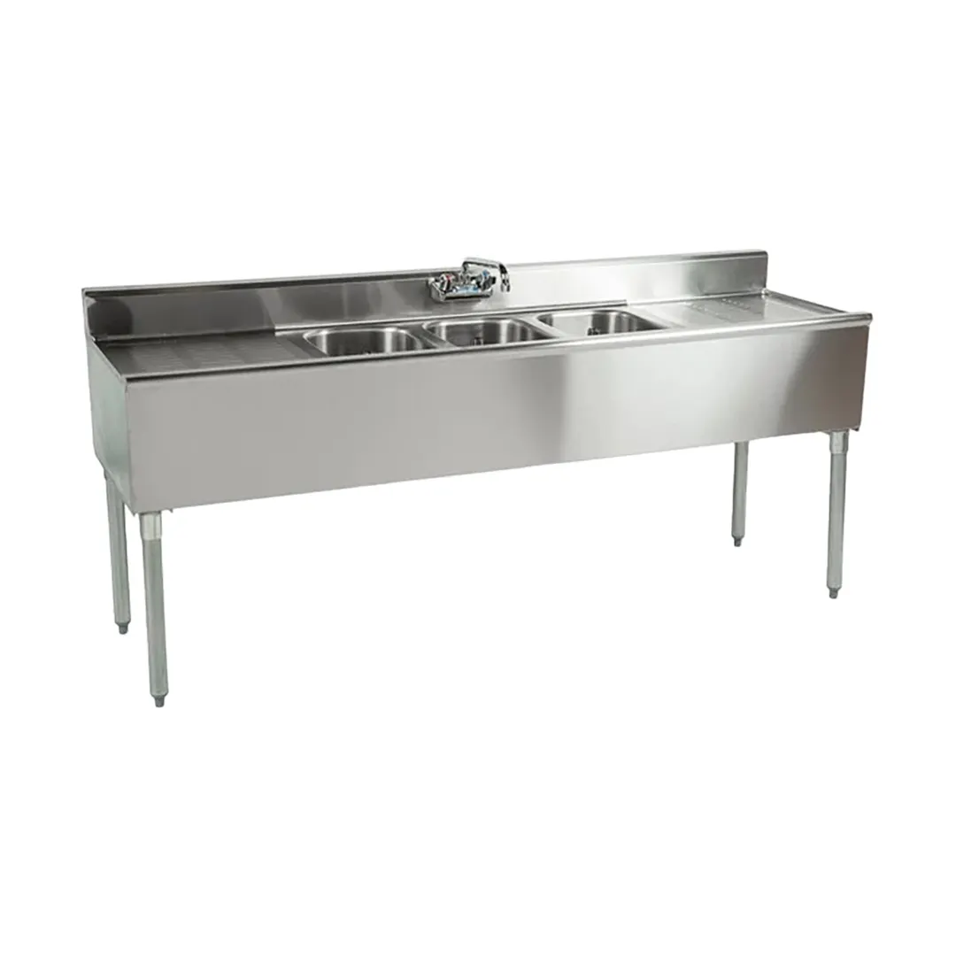 Eagle Group B6C-18-X 72" Underbar Sink Units, 3 Compartment with 2 Drainboards - Flyer