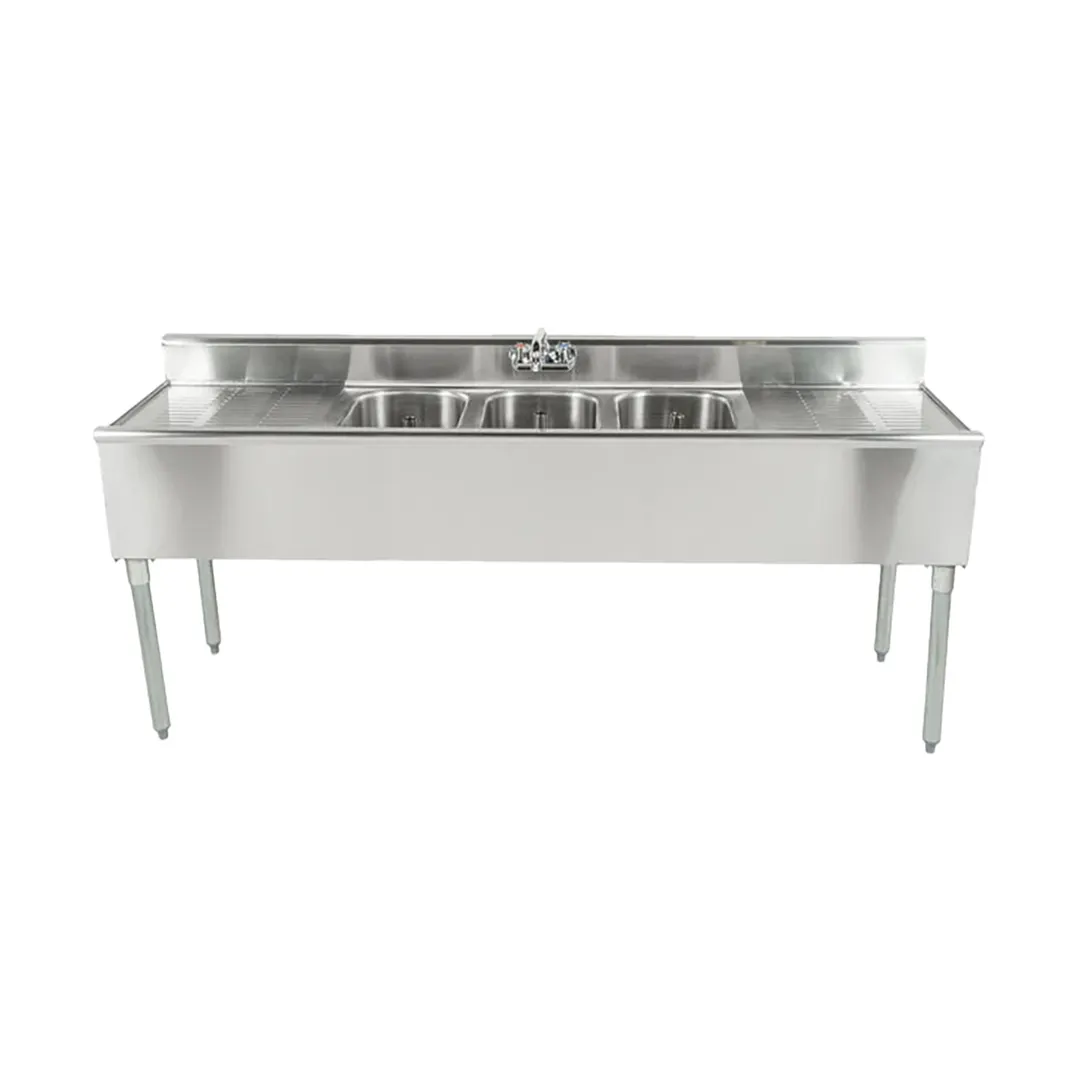 Eagle Group B6C-18 72" Underbar Sink Units, 3 Compartment with 2 Drainboards