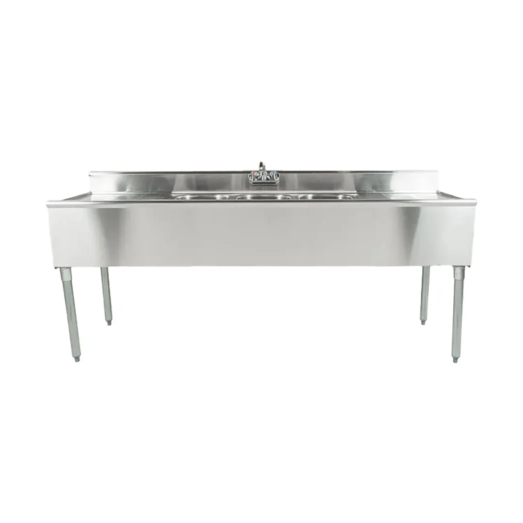 Eagle Group B6C-18 72" Underbar Sink Units, 3 Compartment with 2 Drainboards