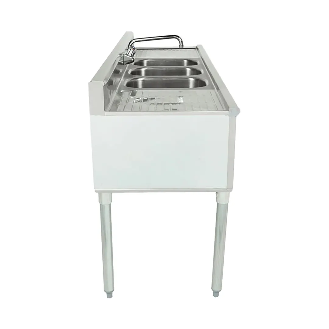 Eagle Group B6C-18 72" Underbar Sink Units, 3 Compartment with 2 Drainboards