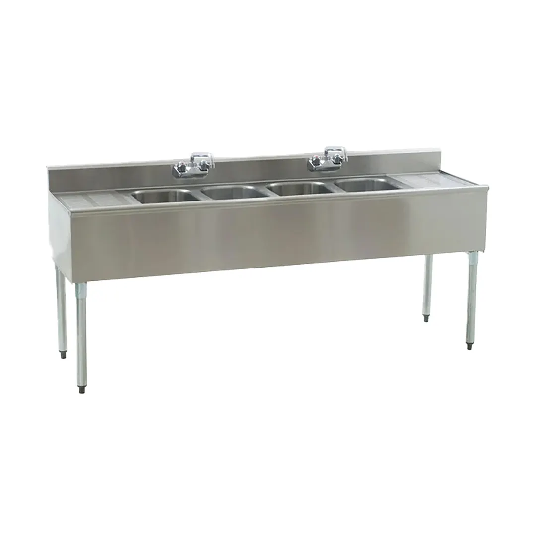 Eagle Group B6C-4-18-X 72" Underbar Sink Units, 4 Compartment with 2 Drainboards - Flyer