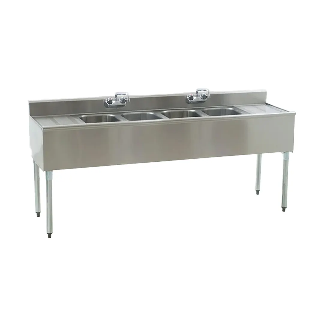 Eagle Group B6C-4-18 72" Underbar Sink Units, 4 Compartment with 2 Drainboards