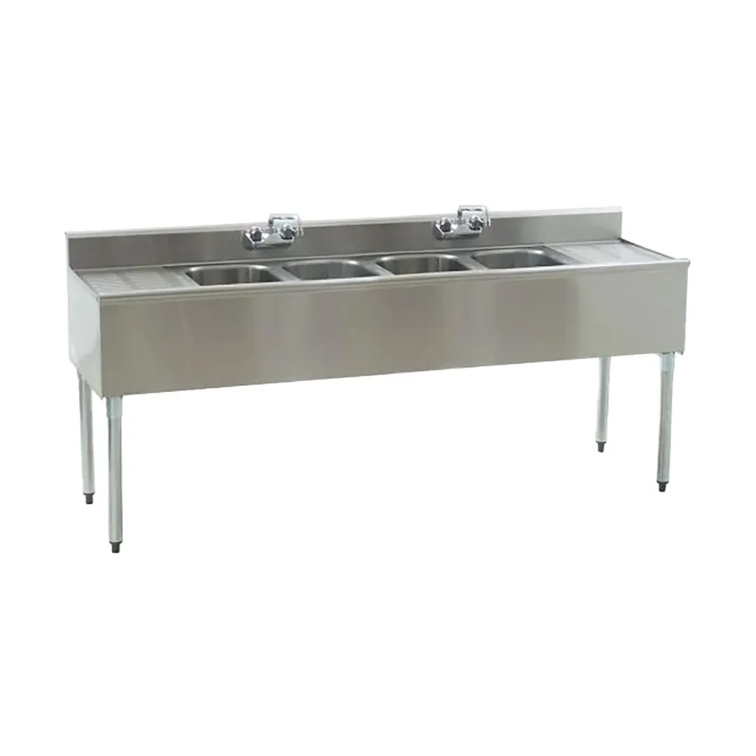 Eagle Group B6C-4-22 72" Underbar Sink Units, 4 Compartment with 2 Drainboards
