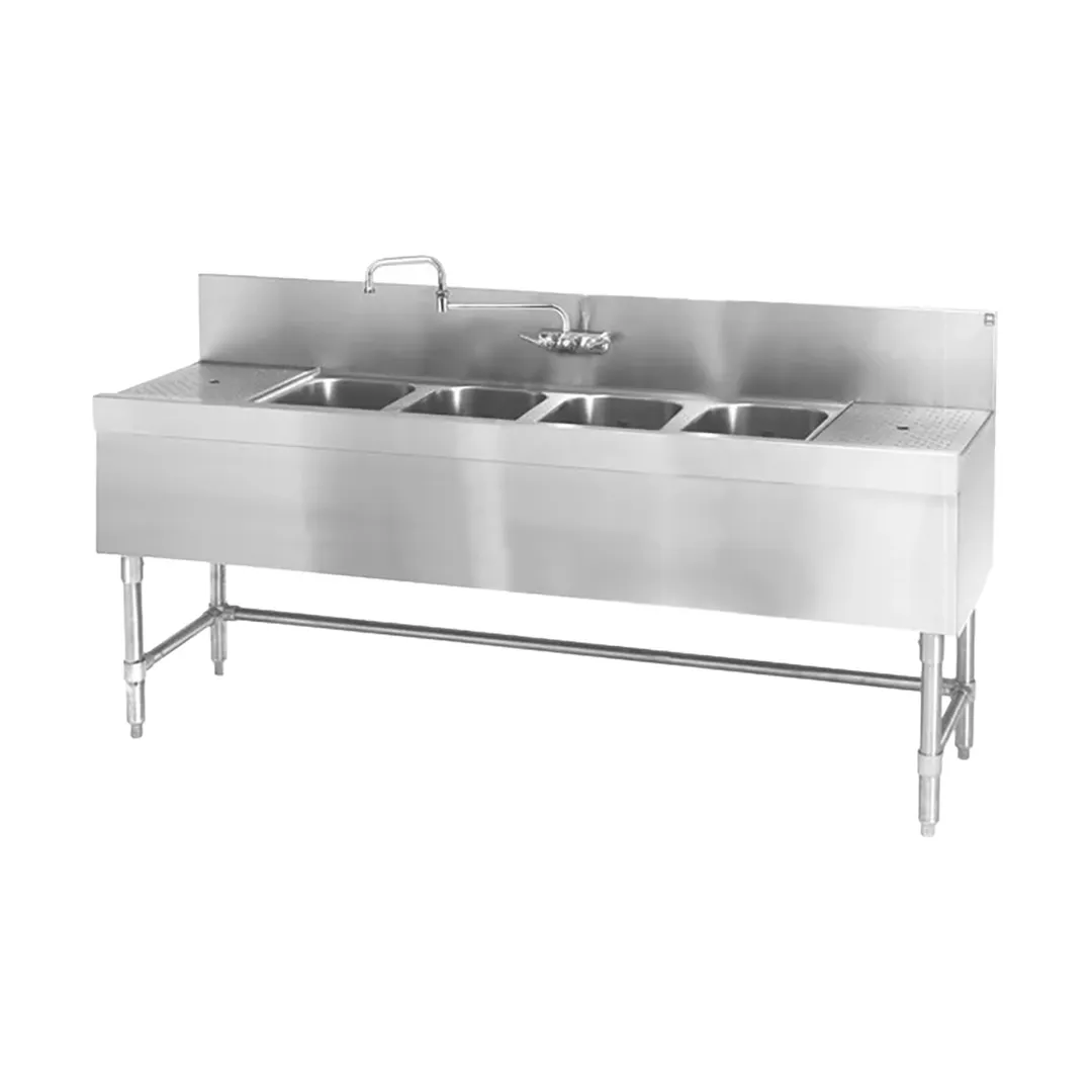 Eagle Group B6RL-4-24 72" Underbar Sink Units, 4 Compartment with 2 Drainboards
