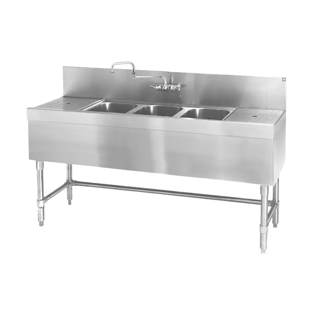 Eagle Group B7-3-LR-19 84" Underbar Sink Units, 3 Compartment with 2 Drainboards