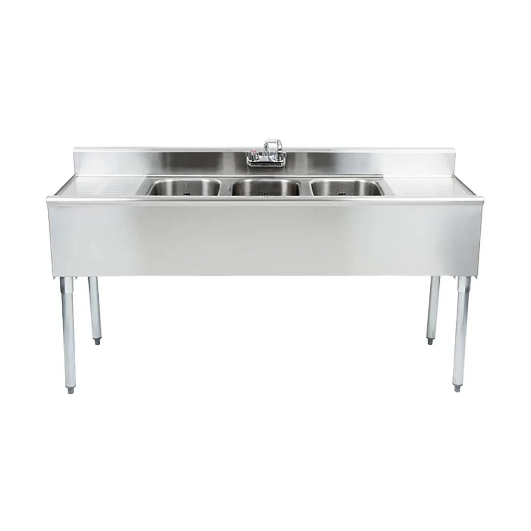 Eagle Group B7C-18 84" Underbar Sink Units, 3 Compartment with 2 Drainboards