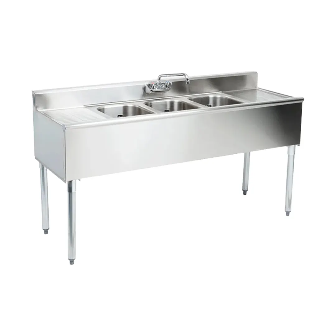 Eagle Group B7C-18 84" Underbar Sink Units, 3 Compartment with 2 Drainboards