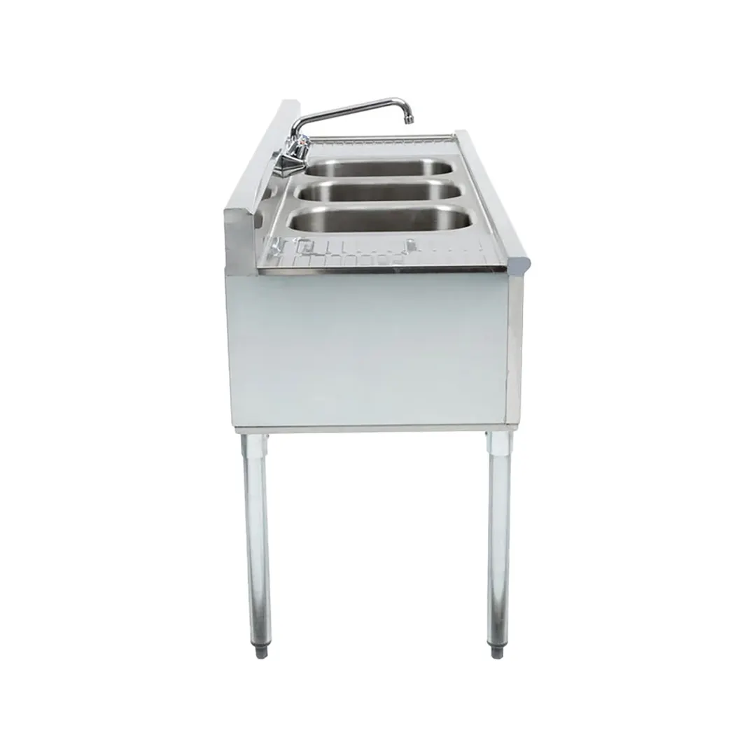 Eagle Group B7C-18 84" Underbar Sink Units, 3 Compartment with 2 Drainboards