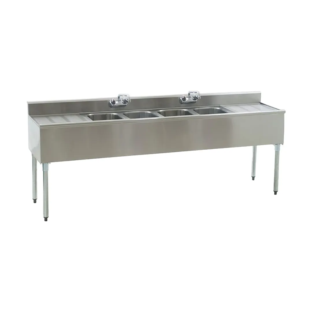 Eagle Group B7C-4-18 84" Underbar Sink Units, 4 Compartment with 2 Drainboards