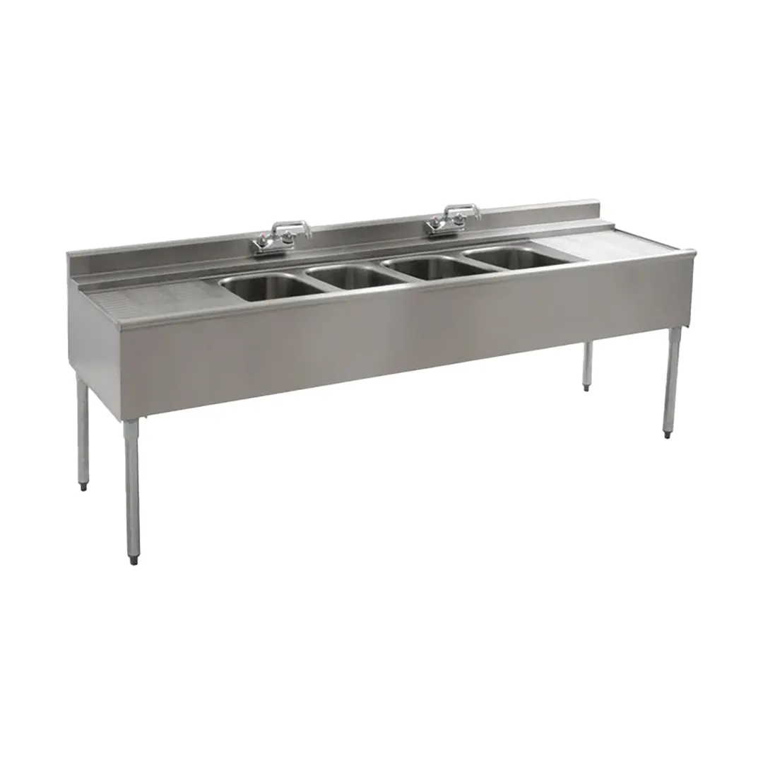 Eagle Group B7C-4-22 84" Underbar Sink Units, 4 Compartment with 2 Drainboards