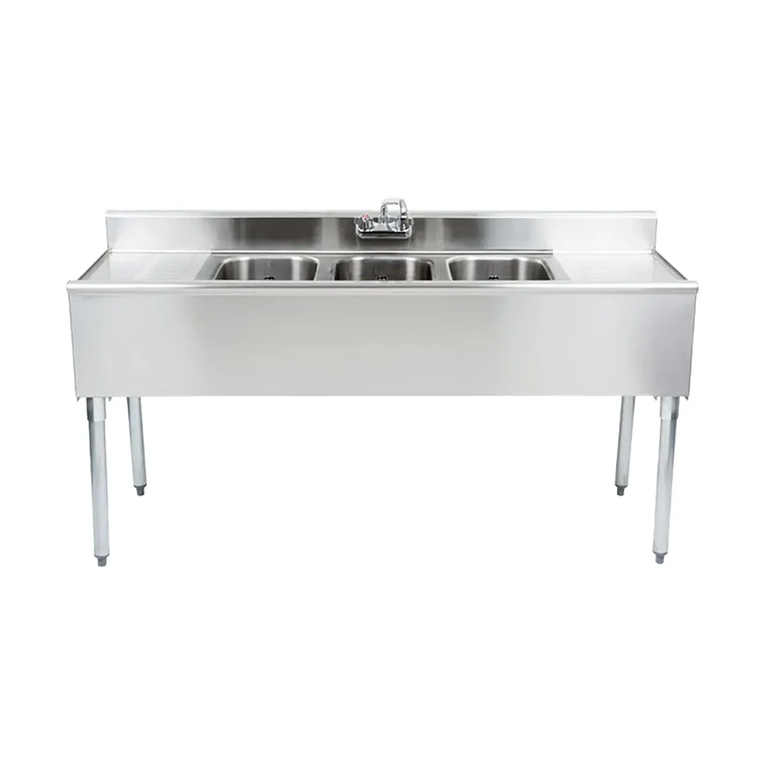 Eagle Group B8C-18 96" Underbar Sink Units, 3 Compartment with 2 Drainboards