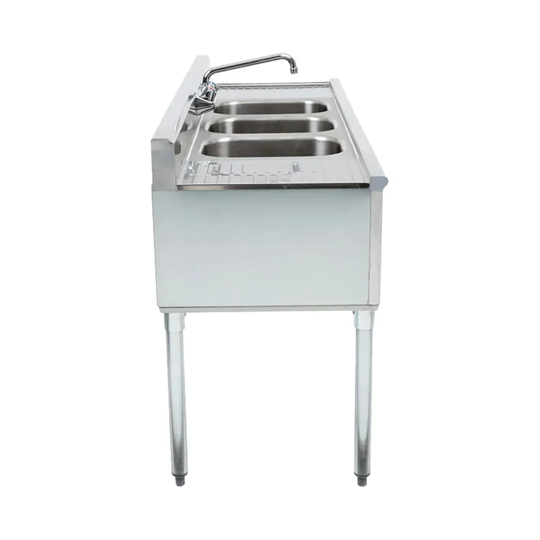 Eagle Group B8C-18 96" Underbar Sink Units, 3 Compartment with 2 Drainboards