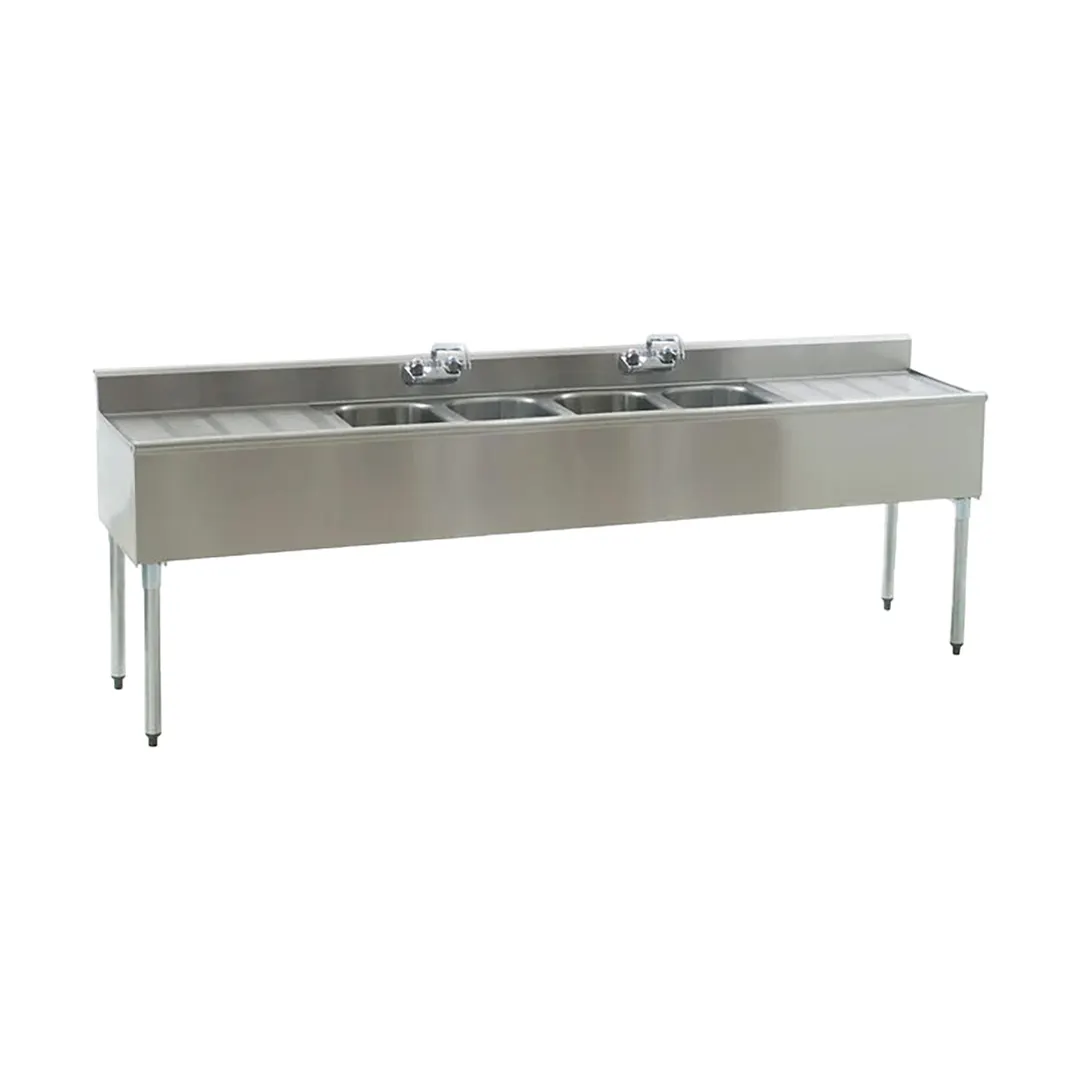 Eagle Group B8C-4-18 96" Underbar Sink Units, 4 Compartment with 2 Drainboards