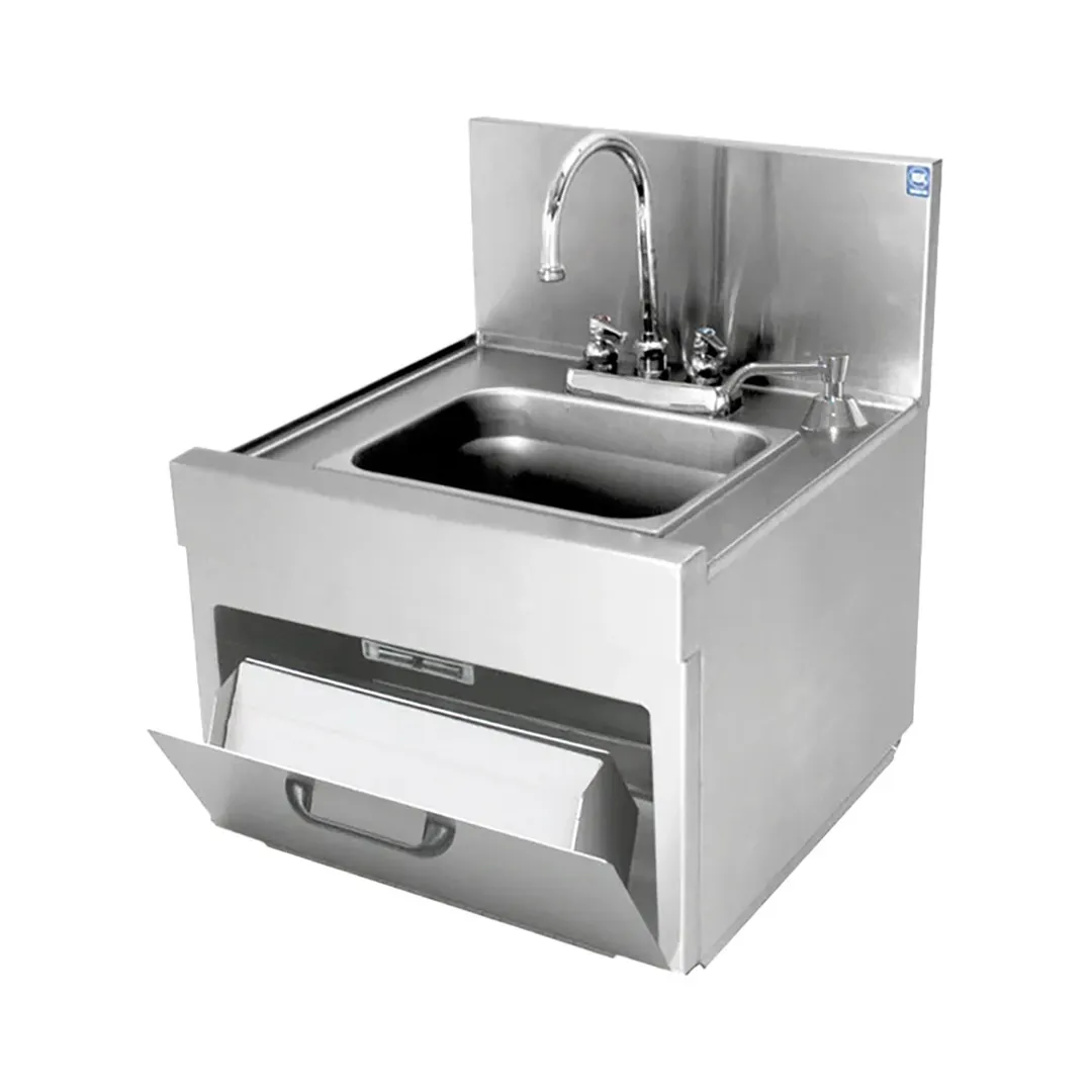 Eagle Group WSD14-15 14" Wall Mounted Underbar Hand Sink Unit with Soap & Towel Dispenser