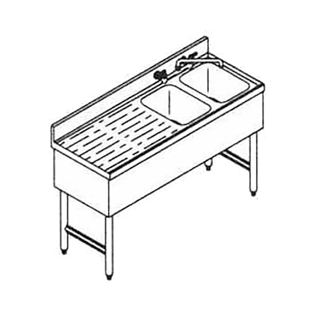 LaCrosse SD42R Underbar Sink Units, 2 Compartment with Left Drainboard